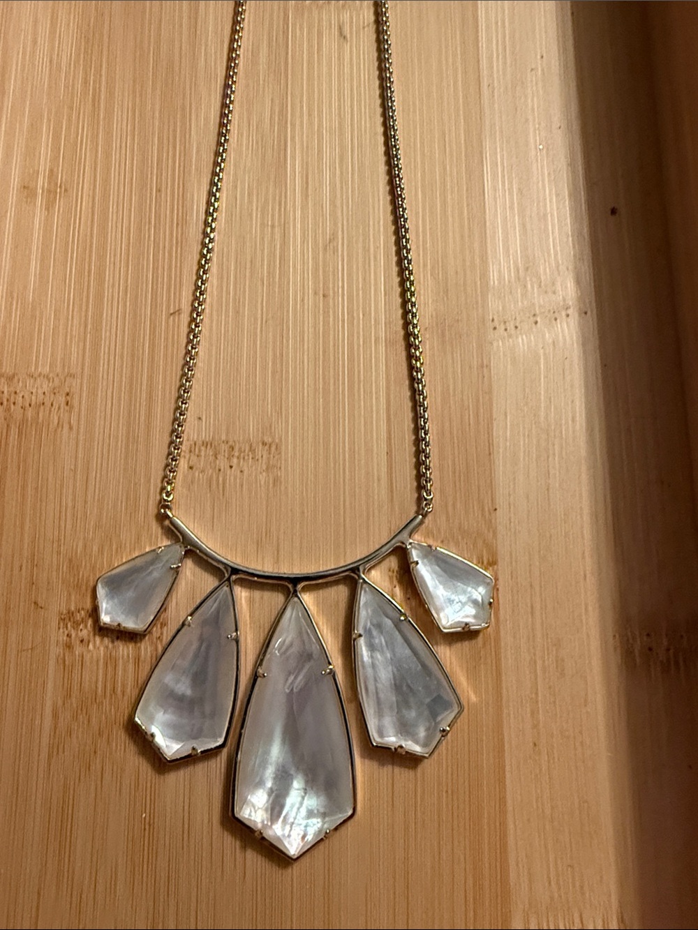 Kendra Scott Gold-Tone Mother-of-Pearl Fan Pendant Necklace - White